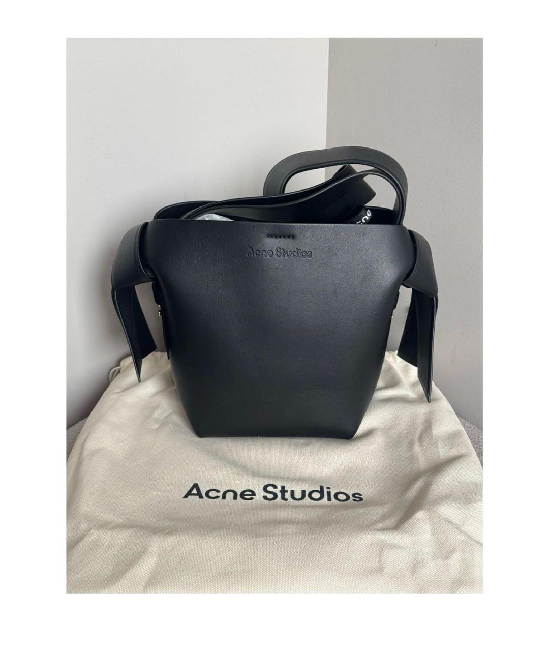 ACNE STUDIOS Черная кожаная сумка тоут, фото 2