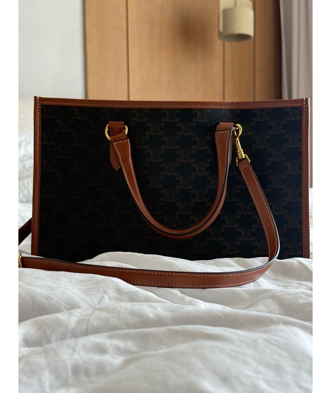 CELINE Коричневая кожаная сумка тоут, фото 2