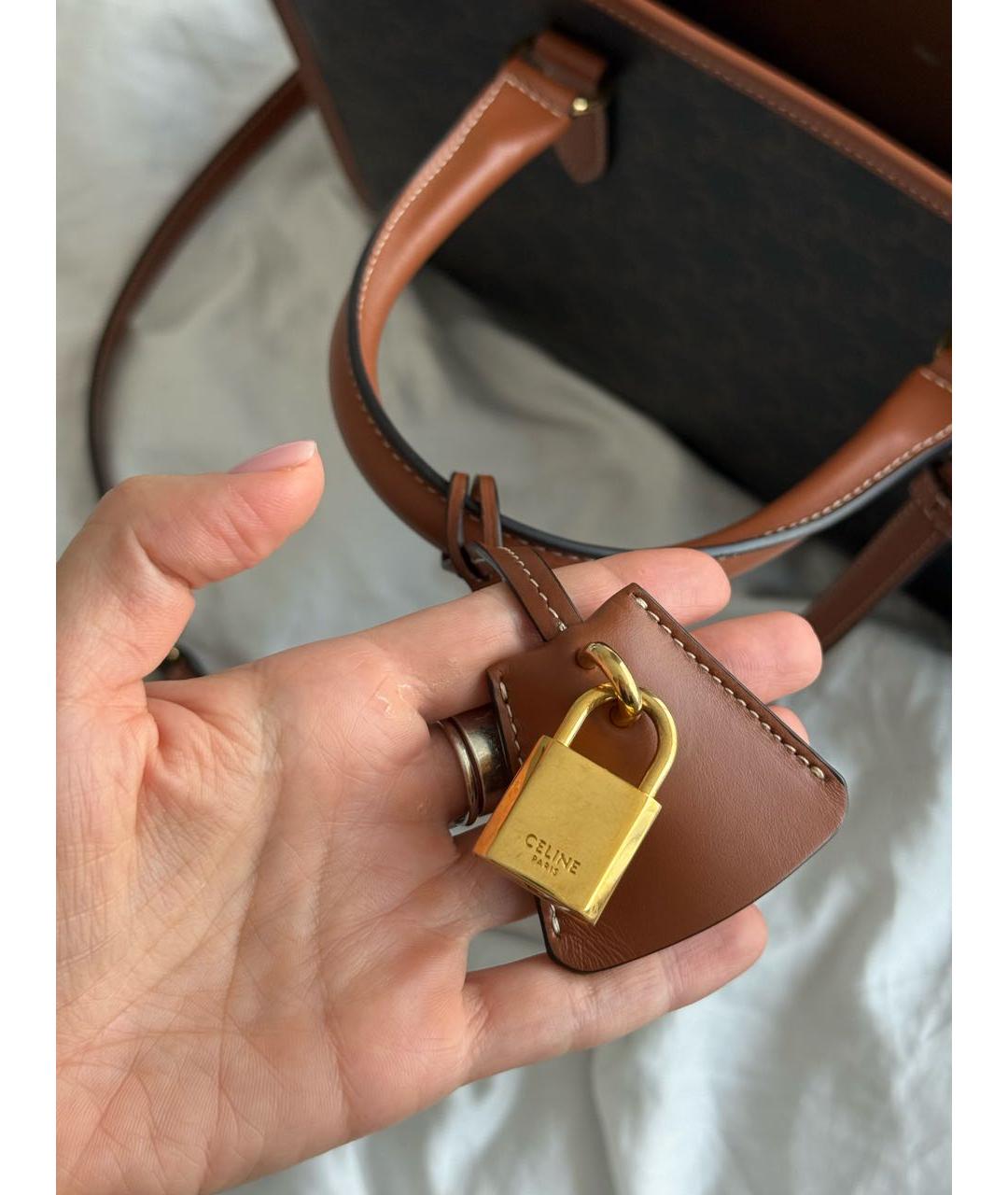 CELINE Коричневая кожаная сумка тоут, фото 6
