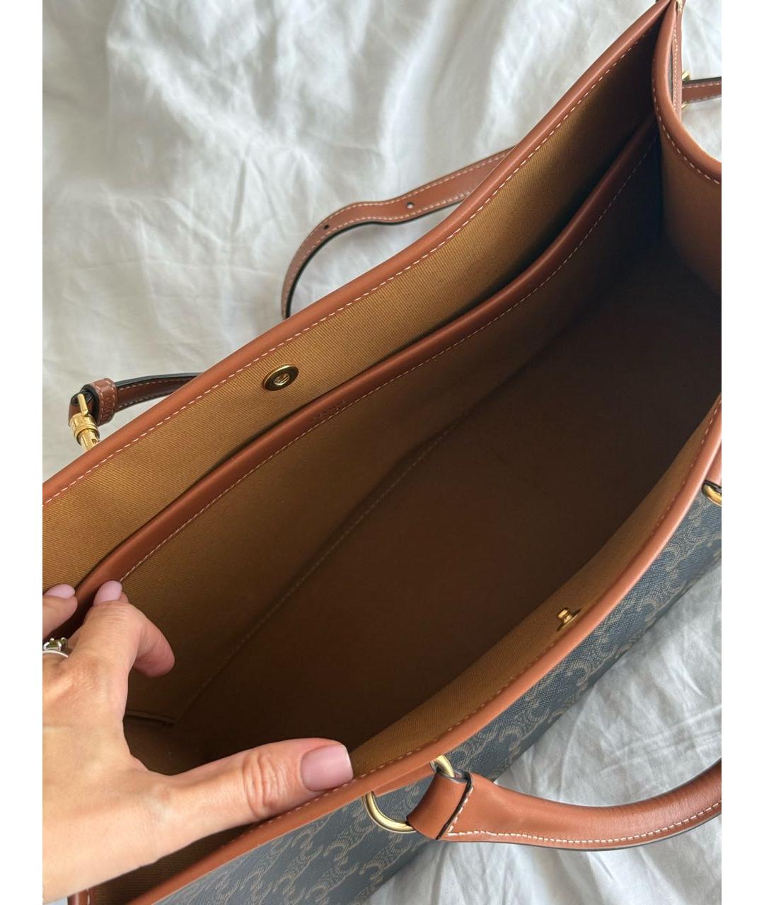 CELINE Коричневая кожаная сумка тоут, фото 4