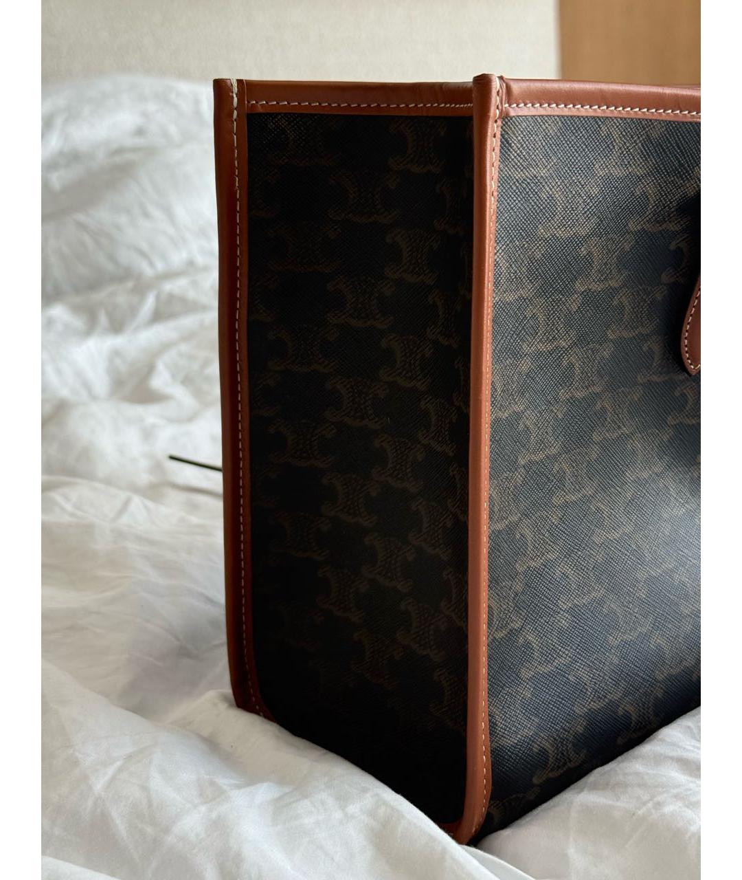 CELINE Коричневая кожаная сумка тоут, фото 3