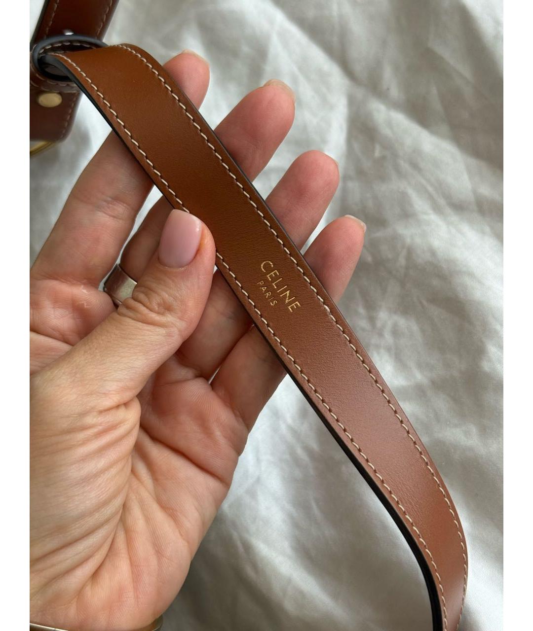 CELINE Коричневая кожаная сумка с короткими ручками, фото 4