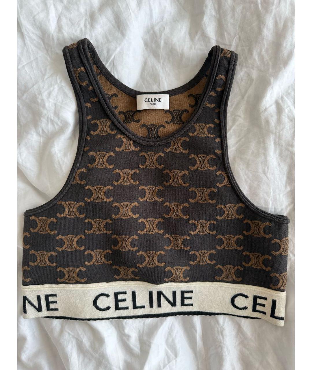 CELINE Коричневая майка, фото 3