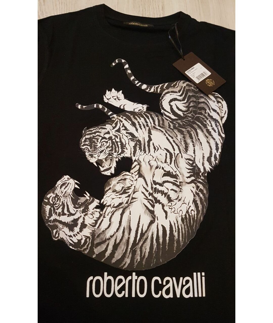 ROBERTO CAVALLI Черная хлопковая футболка, фото 2