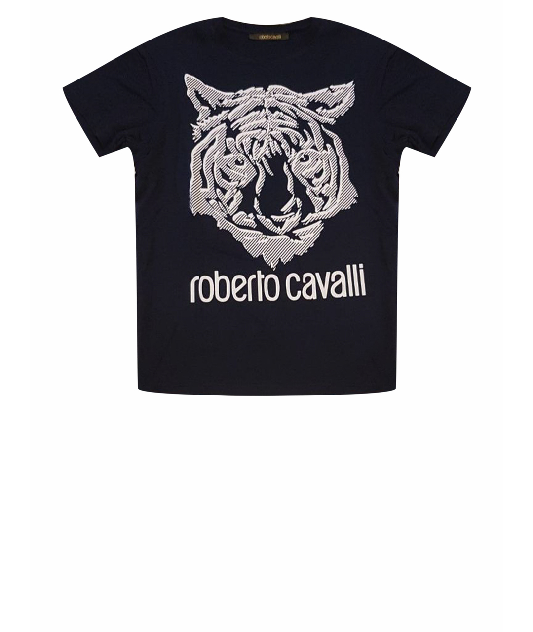 ROBERTO CAVALLI Темно-синяя хлопковая футболка, фото 1