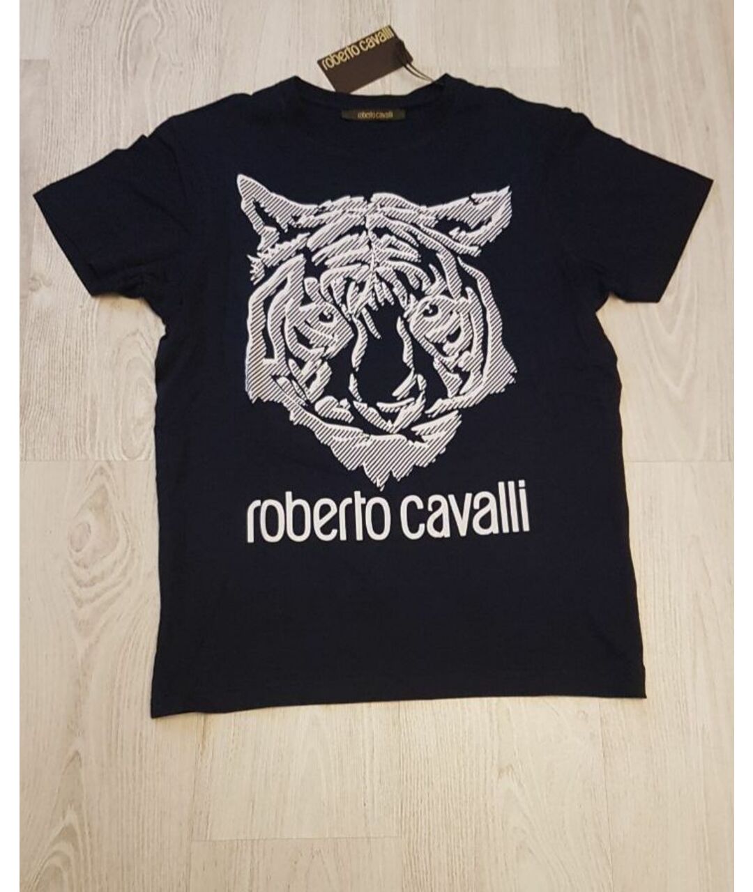 ROBERTO CAVALLI Темно-синяя хлопковая футболка, фото 5