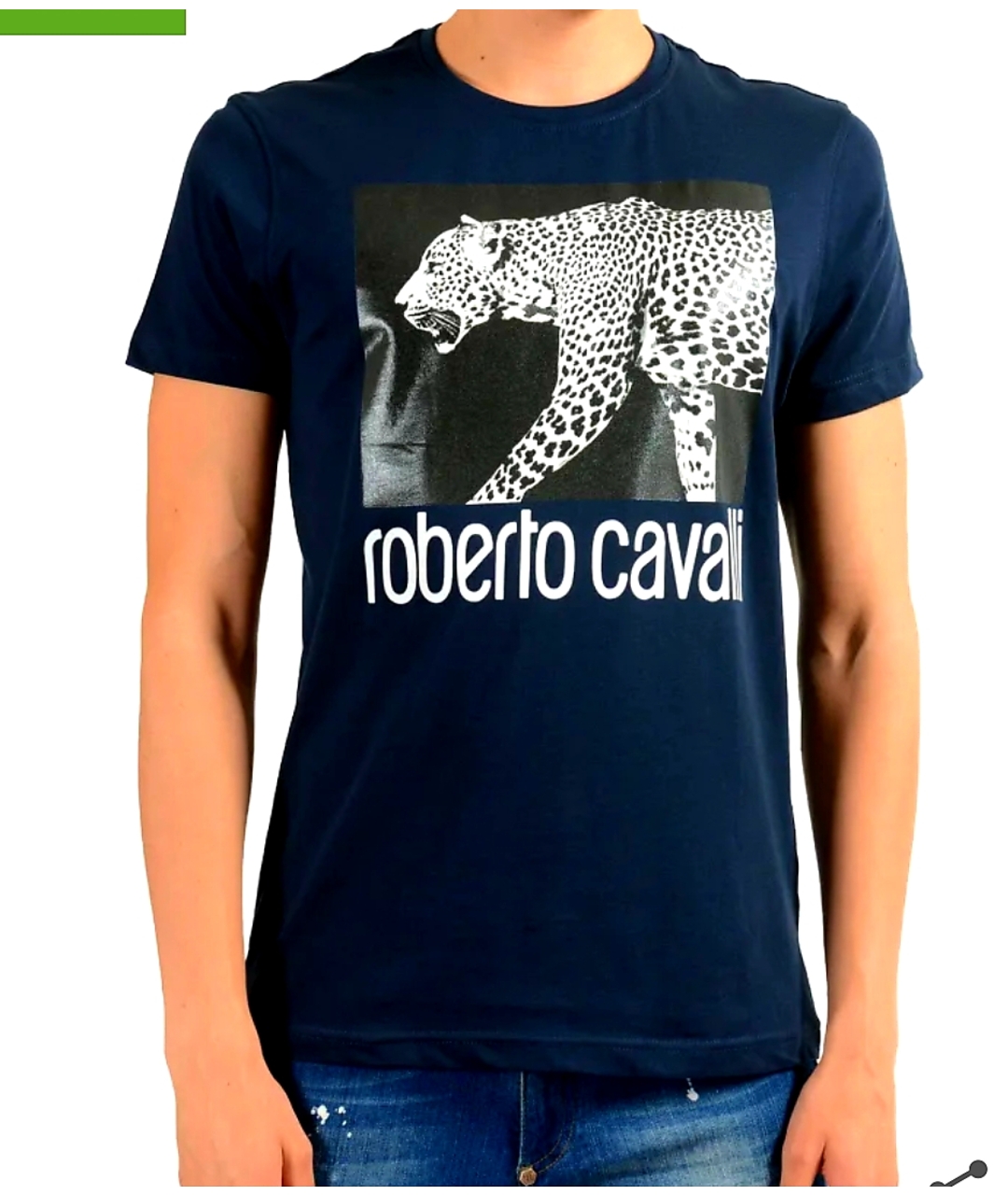 ROBERTO CAVALLI Темно-синяя хлопковая футболка, фото 2