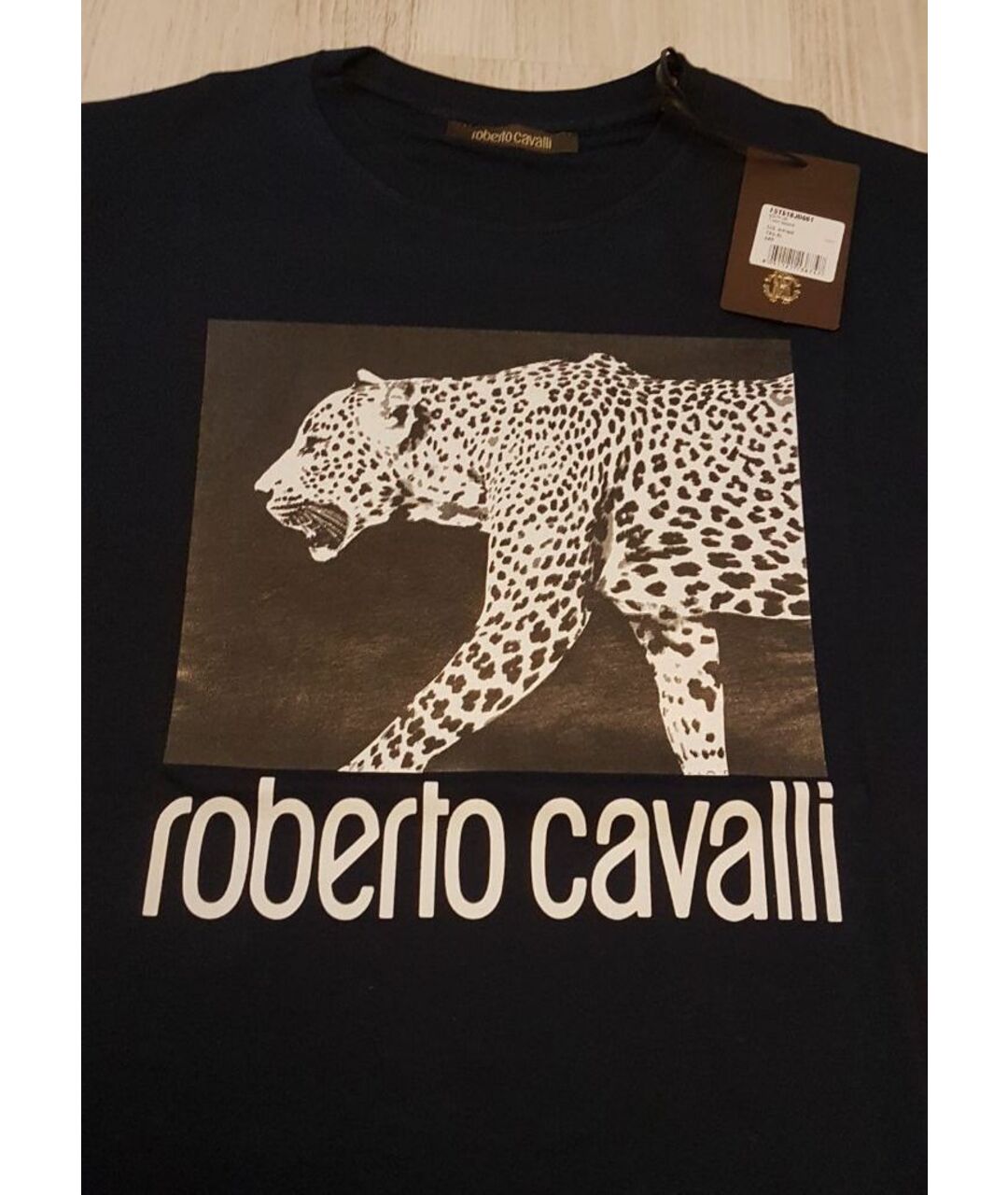 ROBERTO CAVALLI Темно-синяя хлопковая футболка, фото 3