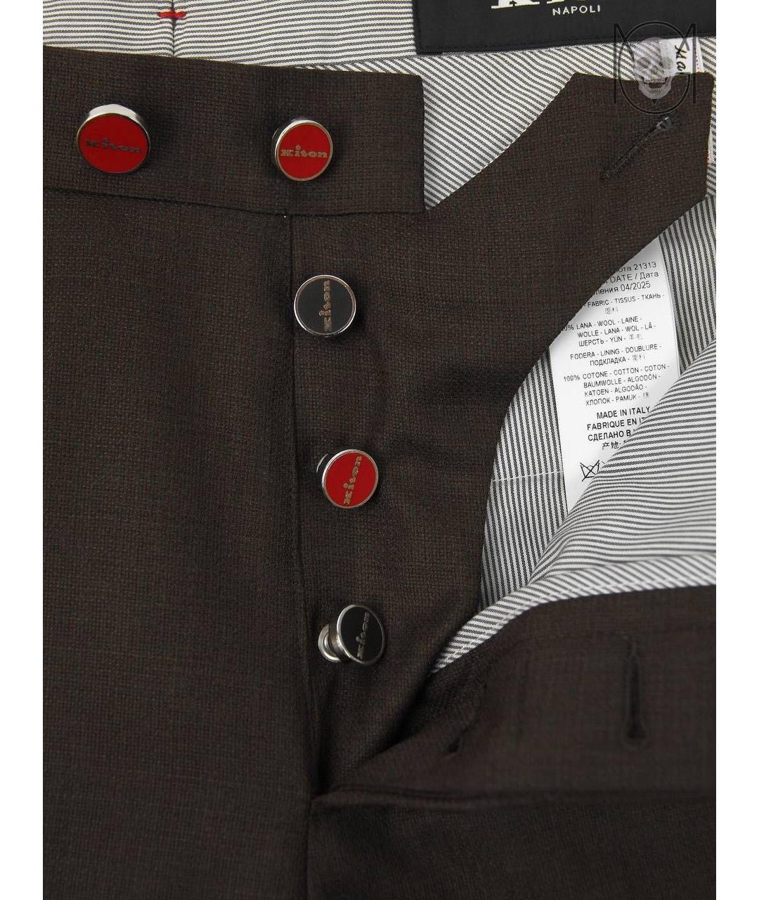 KITON Коричневые шерстяные повседневные брюки, фото 3