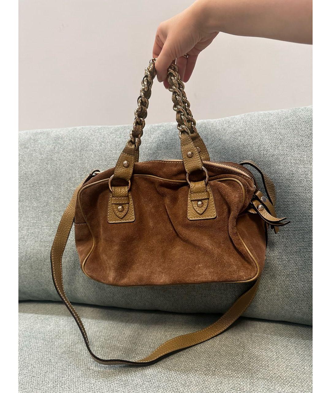 MAX MARA Коричневая замшевая сумка с короткими ручками, фото 2