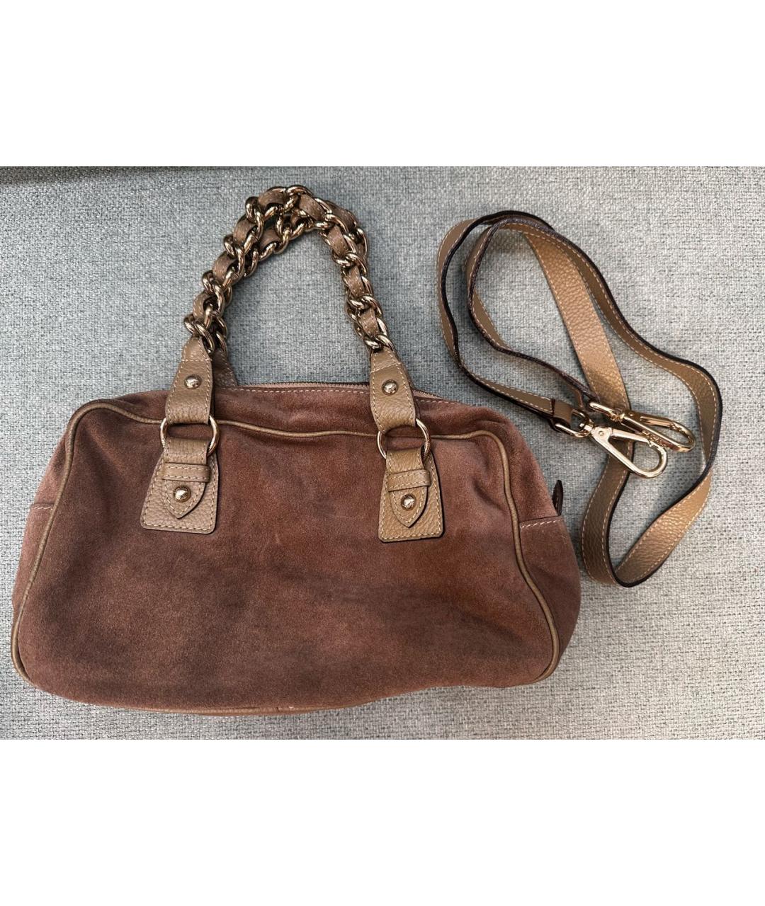MAX MARA Коричневая замшевая сумка с короткими ручками, фото 9