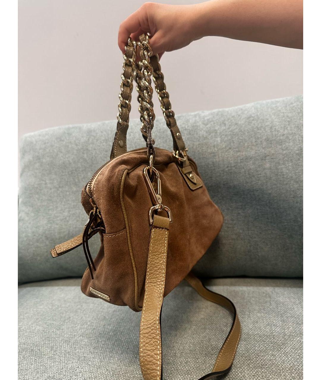 MAX MARA Коричневая замшевая сумка с короткими ручками, фото 3