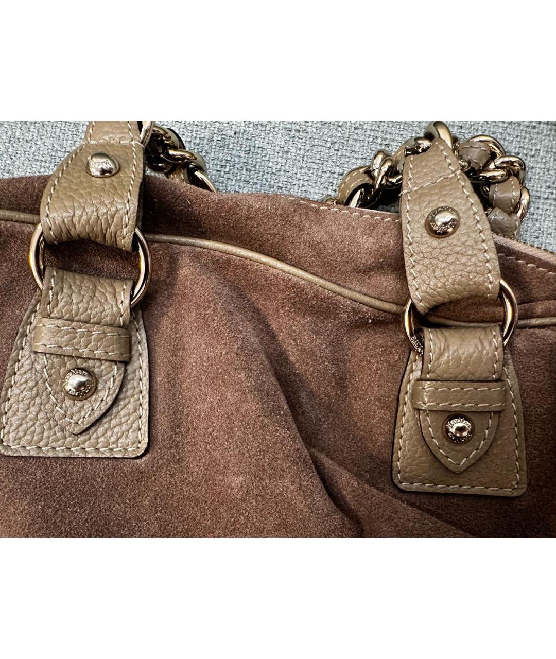MAX MARA Коричневая замшевая сумка с короткими ручками, фото 7