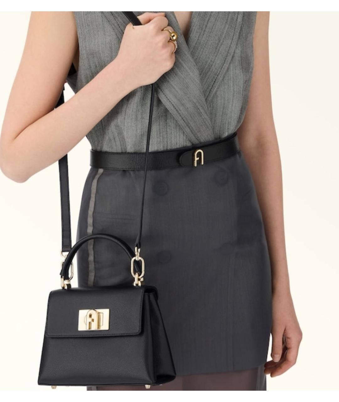 FURLA Черная кожаная сумка через плечо, фото 7