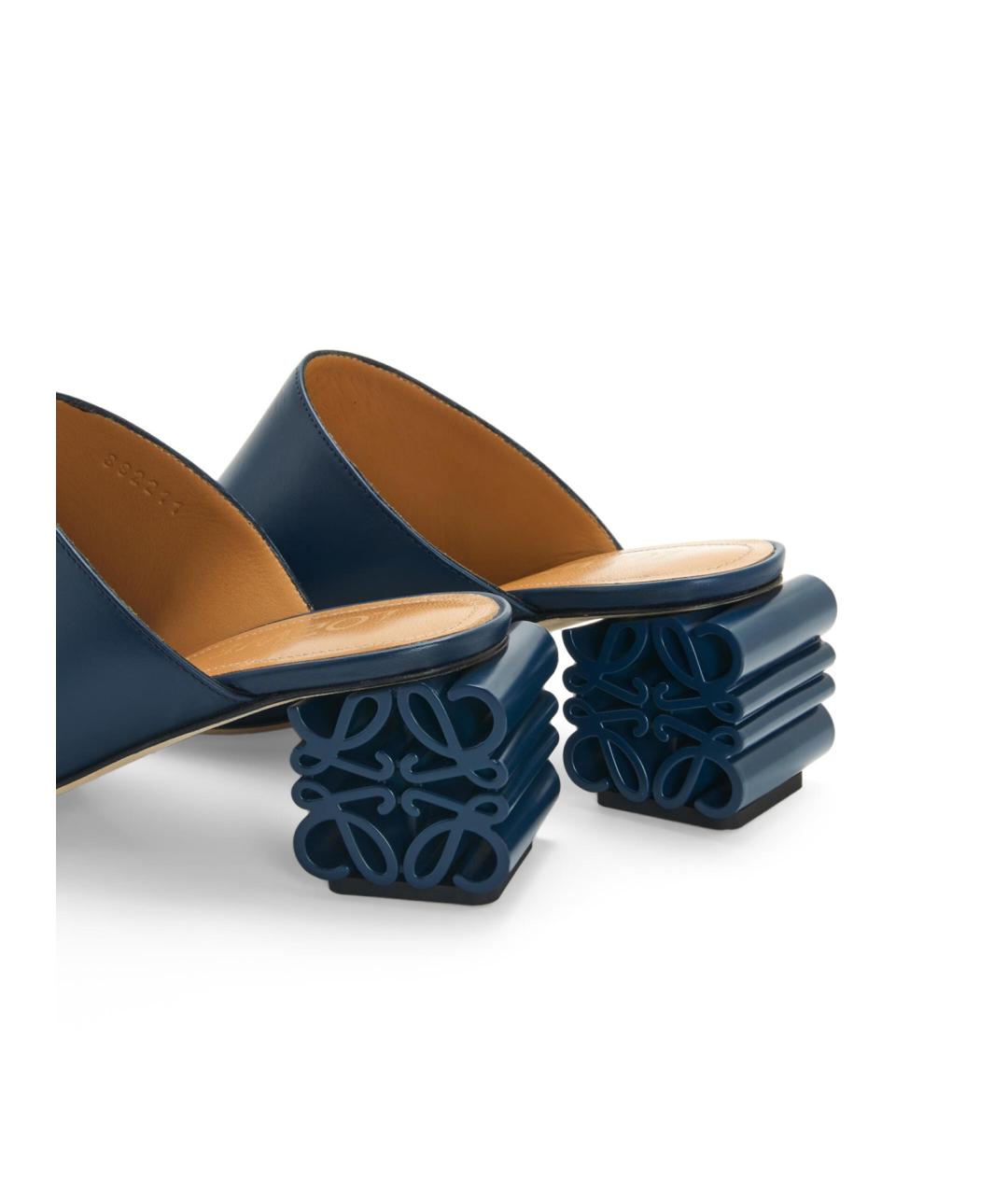 LOEWE Синие кожаные сабо, фото 4