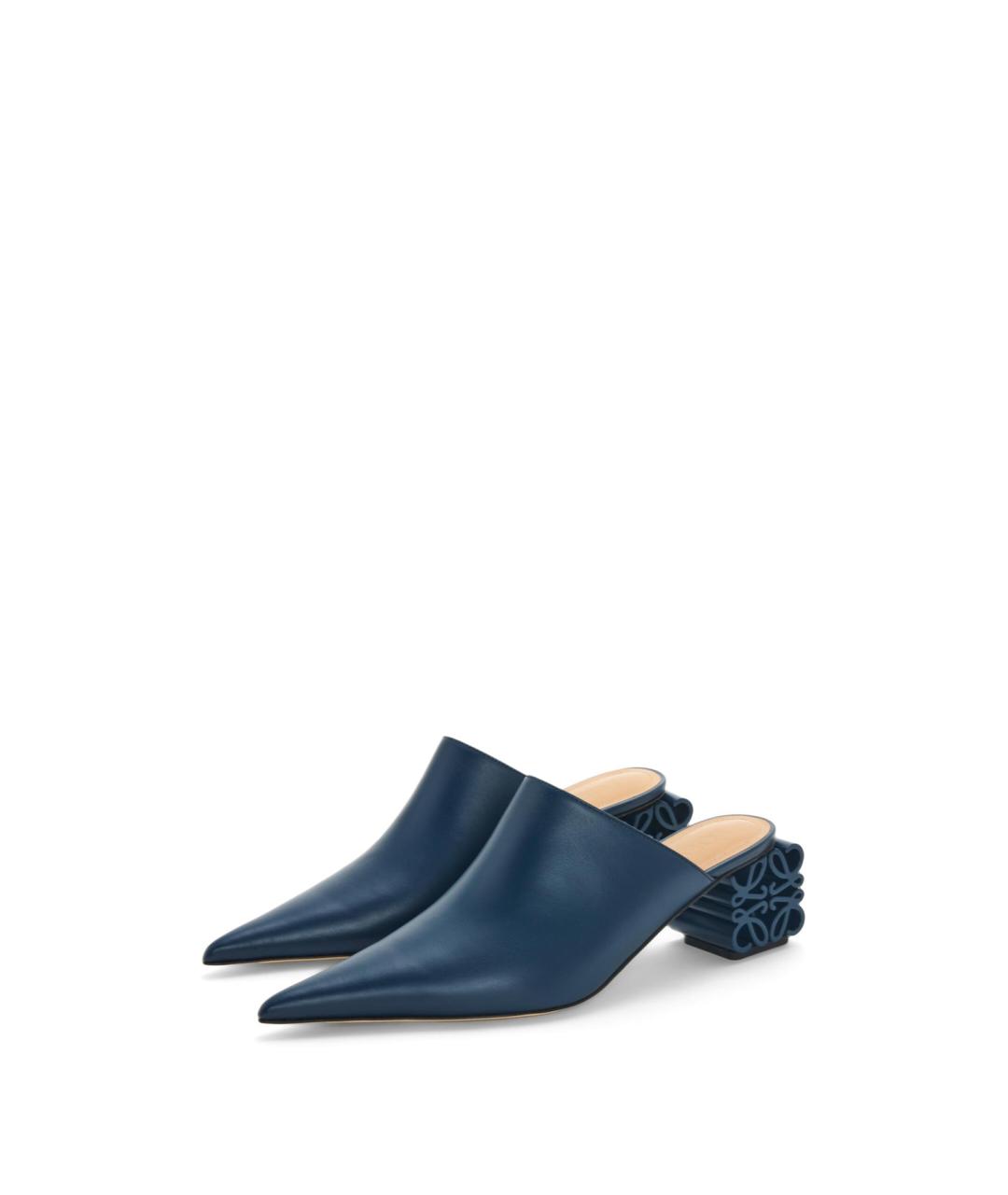 LOEWE Синие кожаные сабо, фото 3