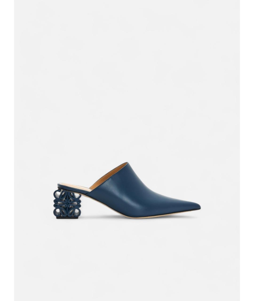 LOEWE Синие кожаные сабо, фото 5