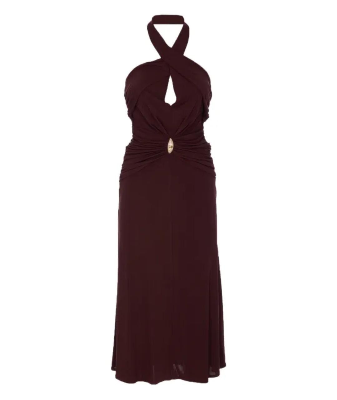 ELISABETTA FRANCHI Коричневое вискозное коктейльное платье, фото 1