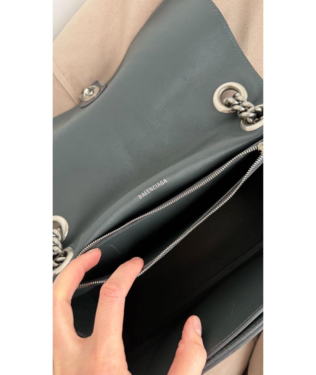 BALENCIAGA Антрацитовая кожаная сумка через плечо, фото 6