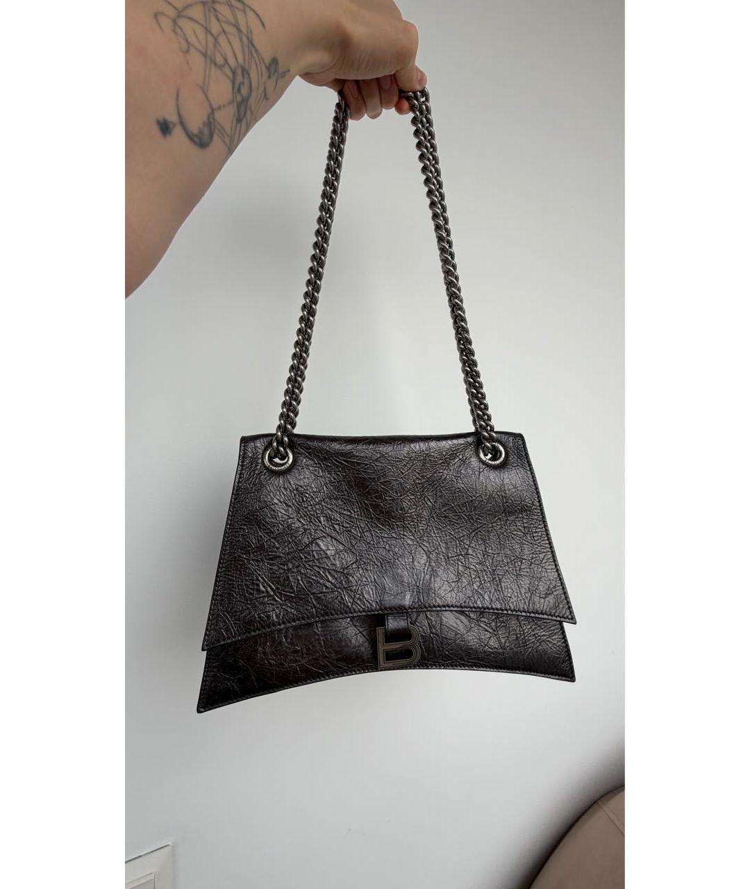 BALENCIAGA Антрацитовая кожаная сумка через плечо, фото 4