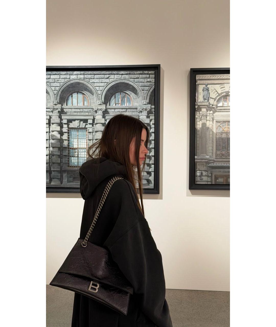 BALENCIAGA Антрацитовая кожаная сумка через плечо, фото 2