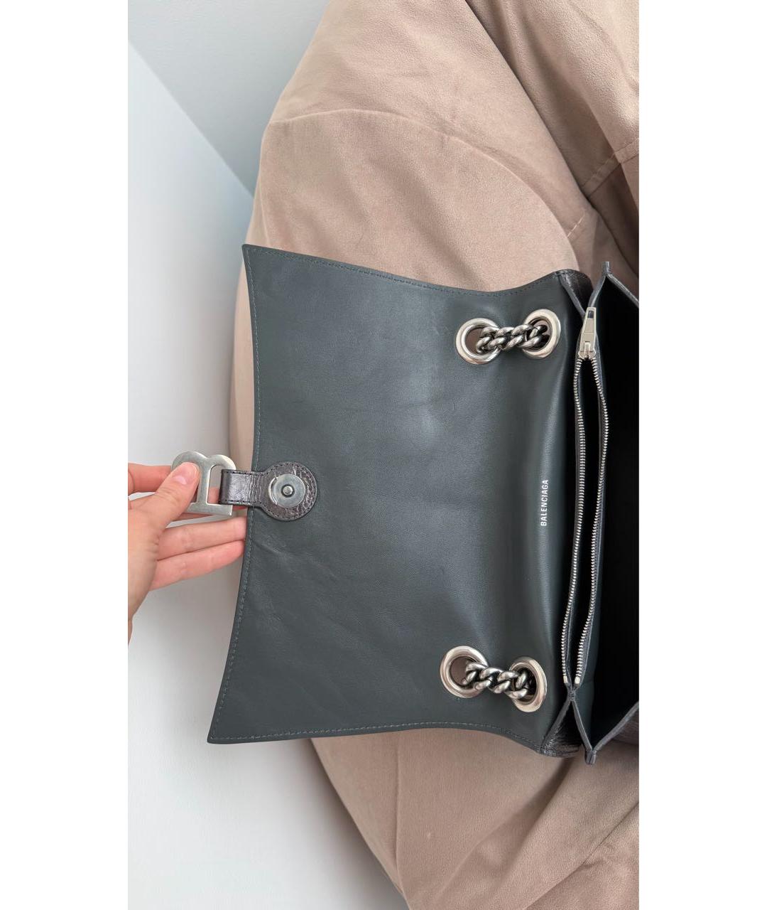 BALENCIAGA Антрацитовая кожаная сумка через плечо, фото 5