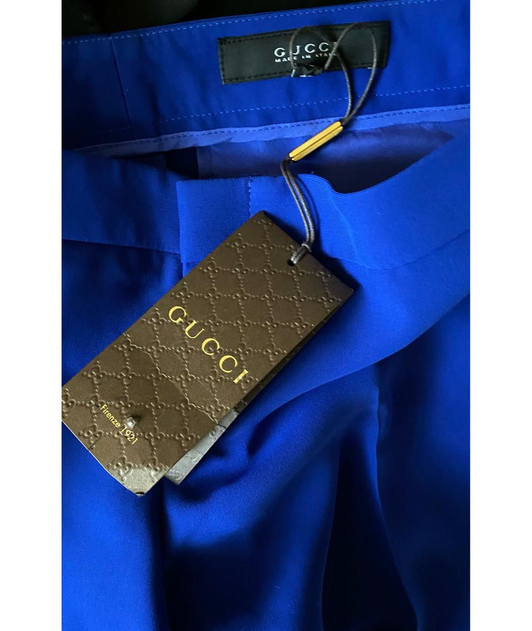 GUCCI Синий шелковый костюм с брюками, фото 2