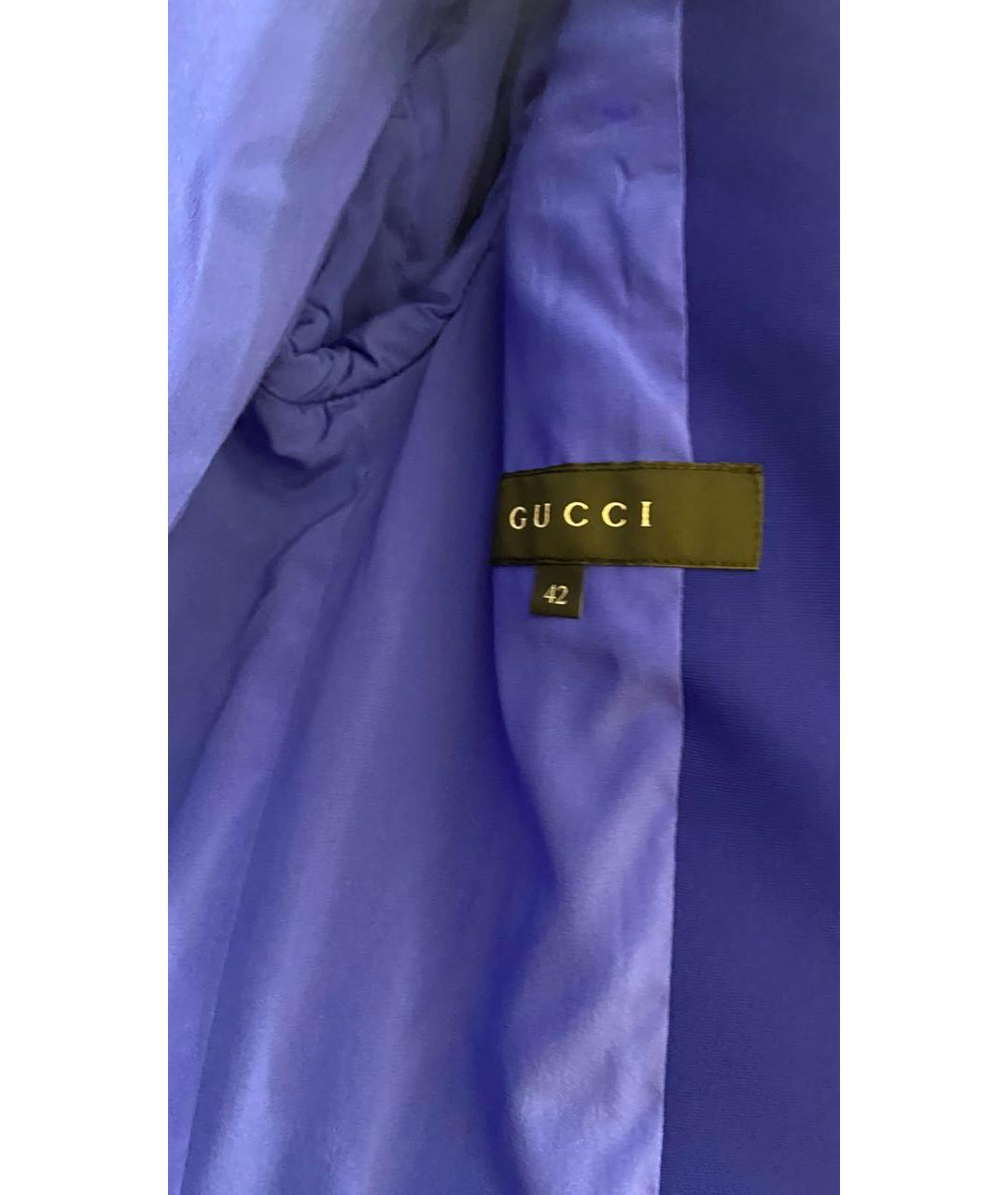 GUCCI Синий шелковый костюм с брюками, фото 4