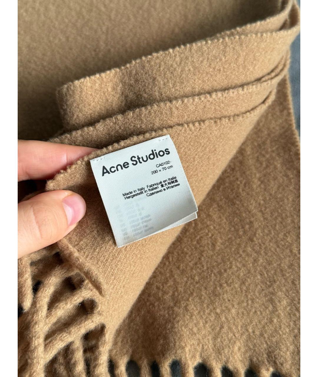 ACNE STUDIOS Бежевый шерстяной шарф, фото 5