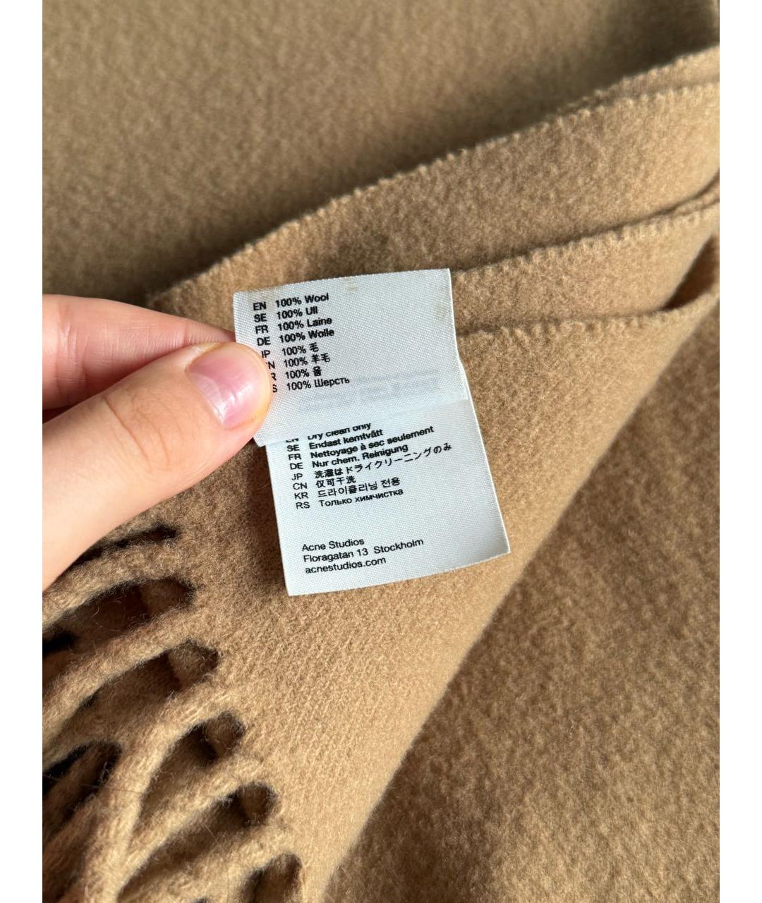 ACNE STUDIOS Бежевый шерстяной шарф, фото 6