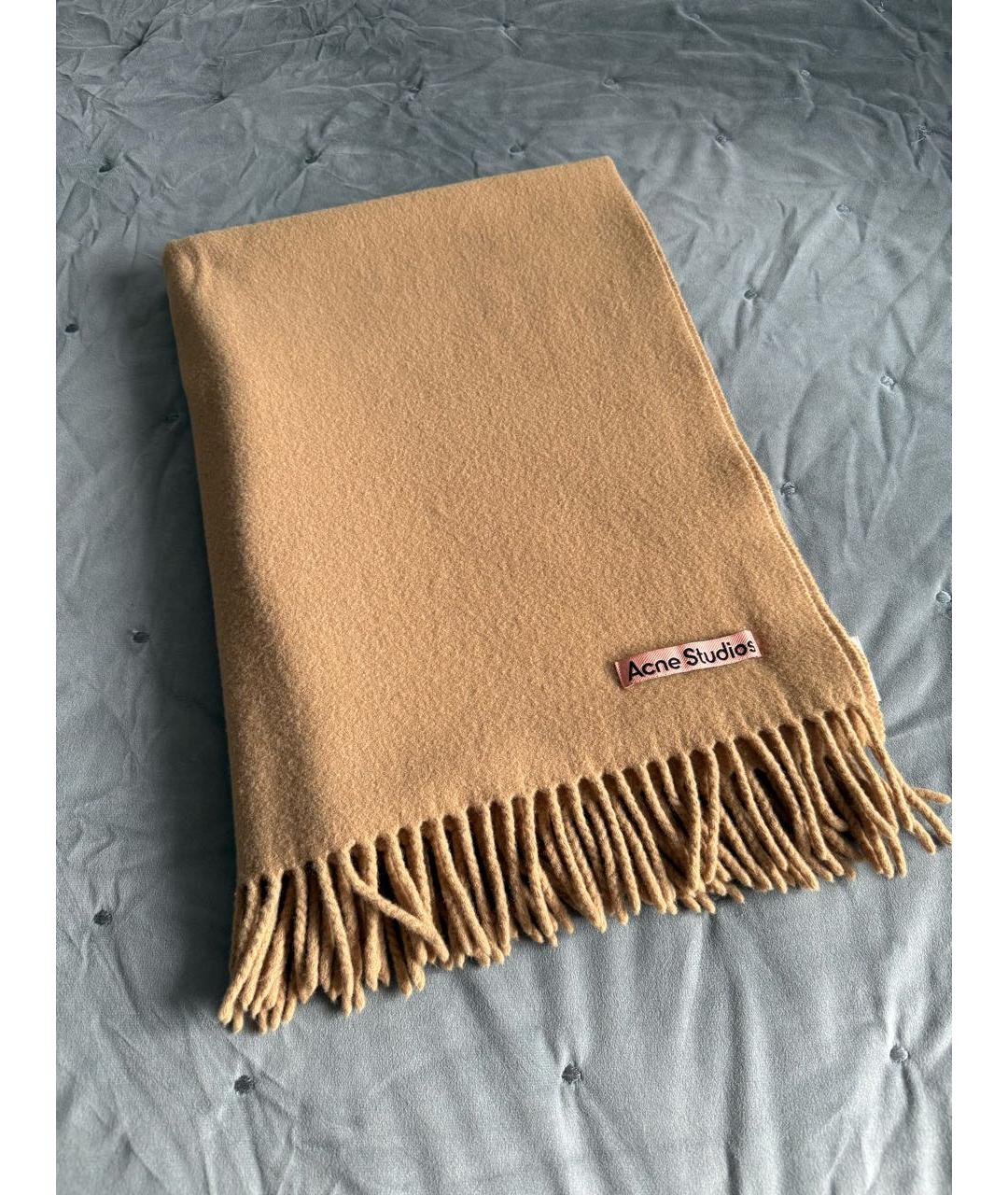 ACNE STUDIOS Бежевый шерстяной шарф, фото 2
