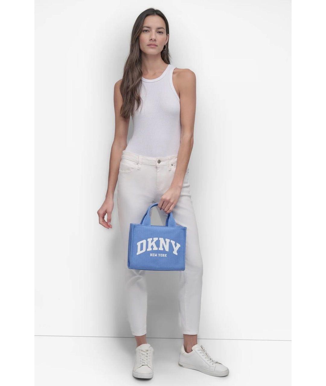 DKNY Голубая тканевая сумка тоут, фото 6