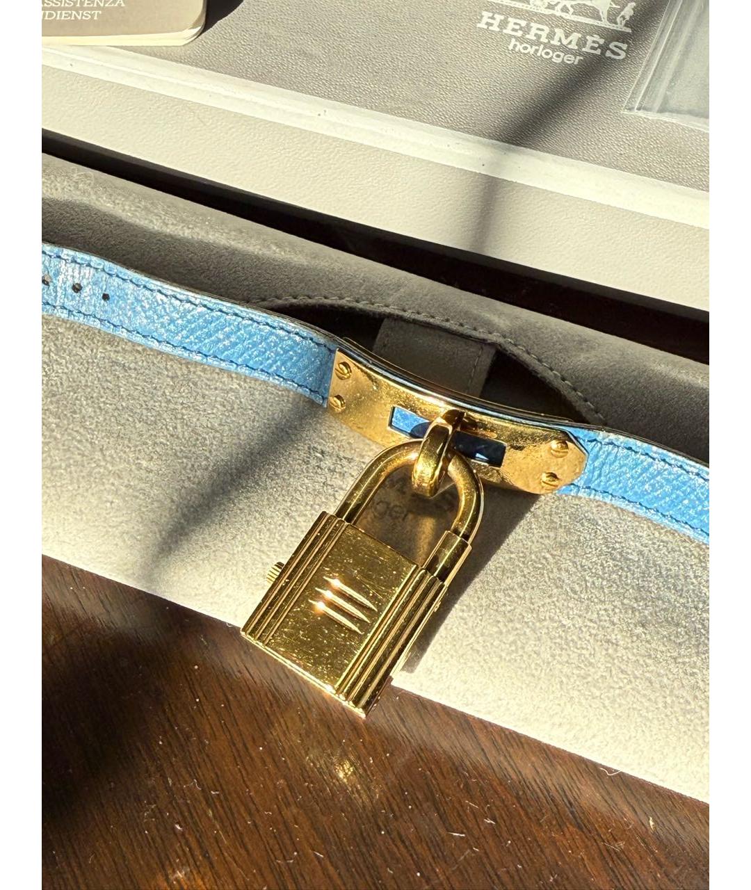 HERMES Синие позолоченные часы, фото 3