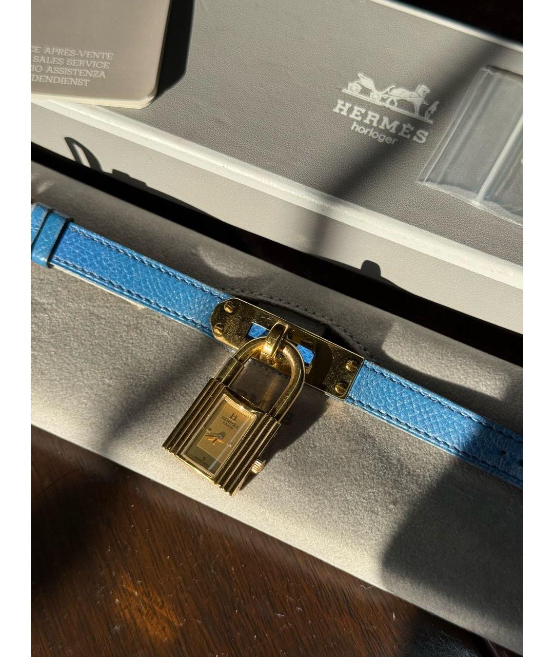 HERMES Синие позолоченные часы, фото 4