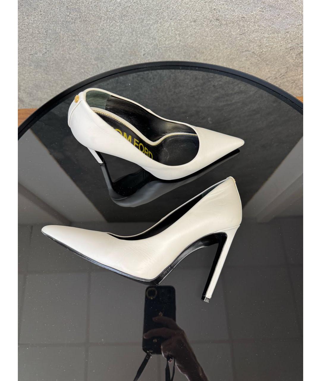 TOM FORD Белые кожаные туфли, фото 5