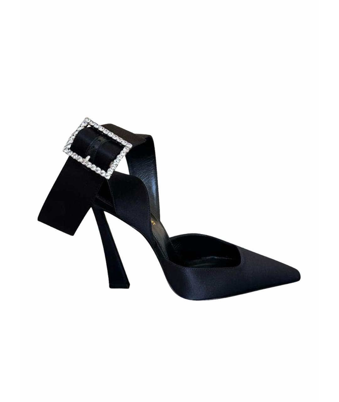 SAINT LAURENT Черные текстильные босоножки, фото 1
