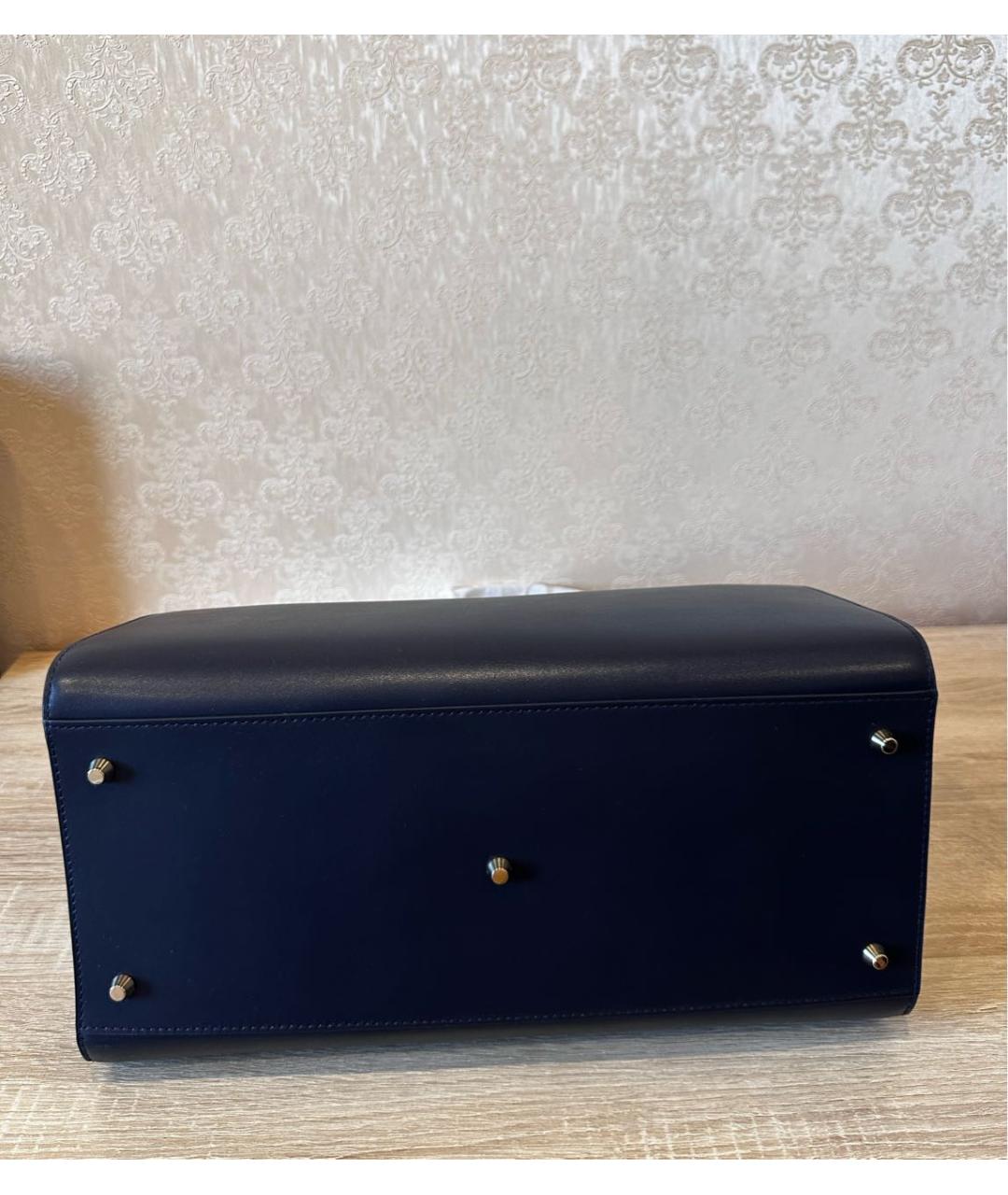 FURLA Темно-синяя кожаная сумка тоут, фото 5