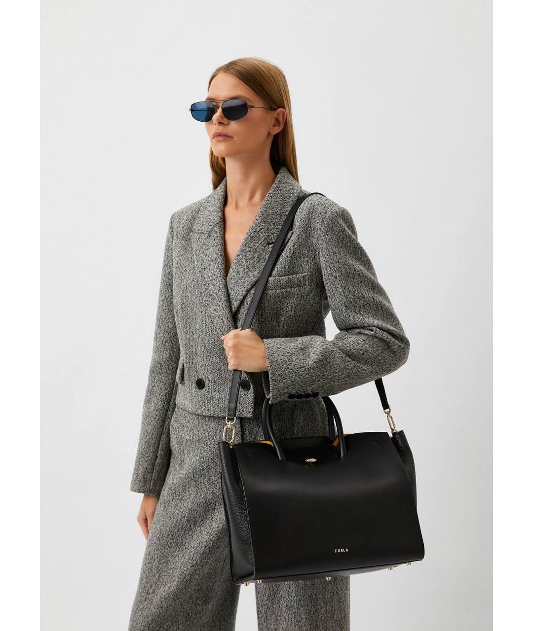 FURLA Темно-синяя кожаная сумка тоут, фото 6