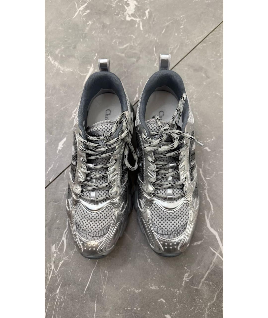 CHRISTIAN DIOR Серебряные текстильные кроссовки, фото 2