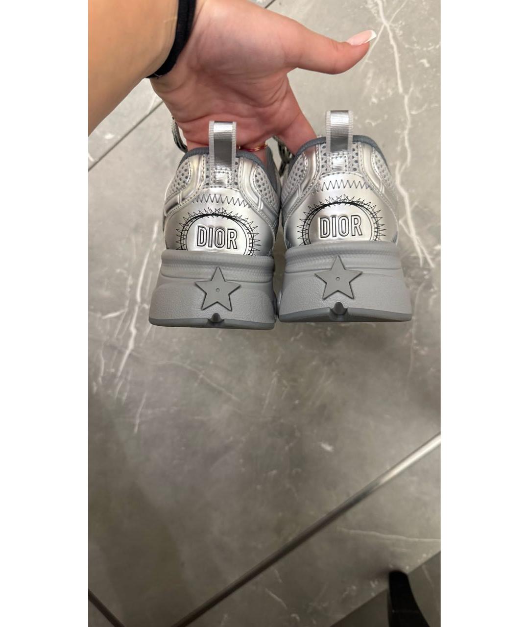 CHRISTIAN DIOR Серебряные текстильные кроссовки, фото 4