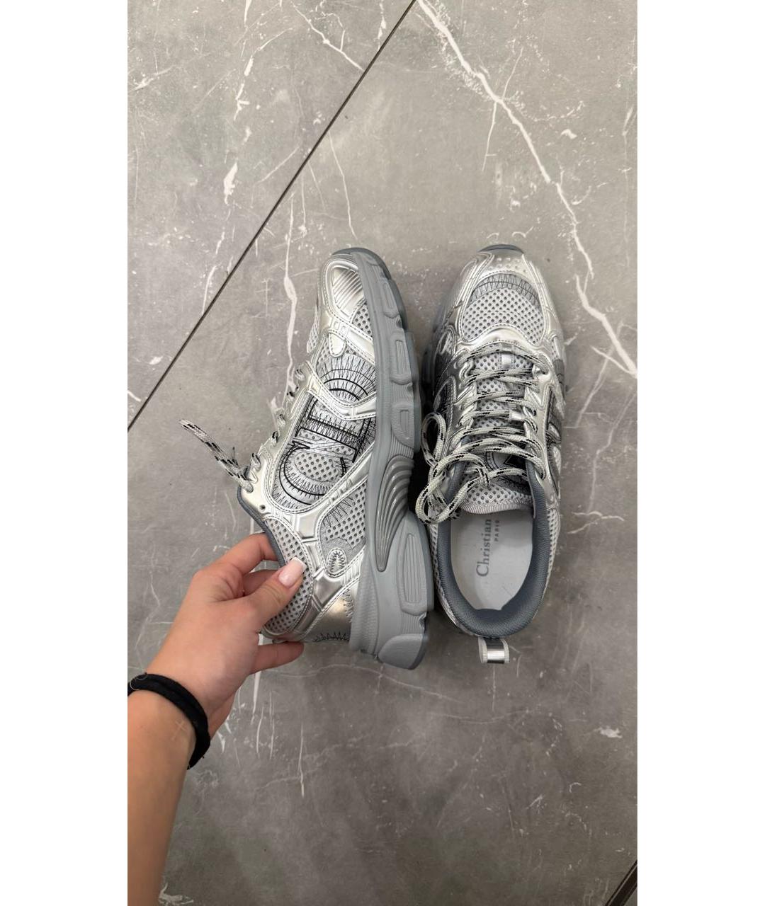 CHRISTIAN DIOR Серебряные текстильные кроссовки, фото 6