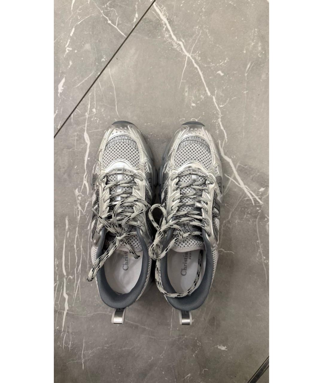 CHRISTIAN DIOR Серебряные текстильные кроссовки, фото 3