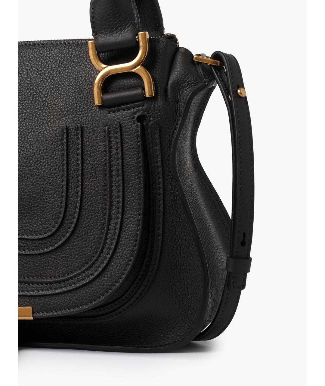 CHLOE Черная кожаная сумка с короткими ручками, фото 3