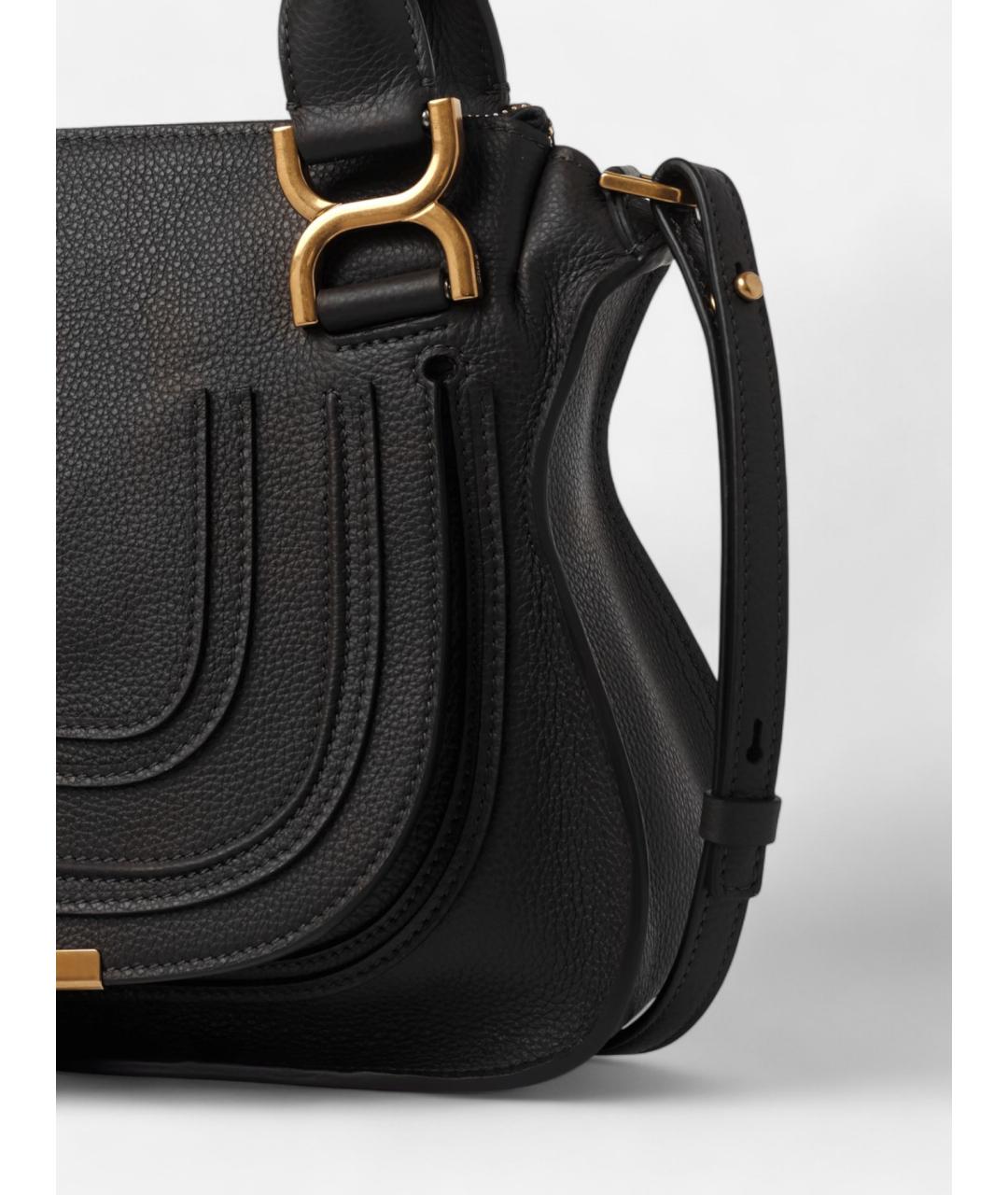 CHLOE Черная кожаная сумка с короткими ручками, фото 4