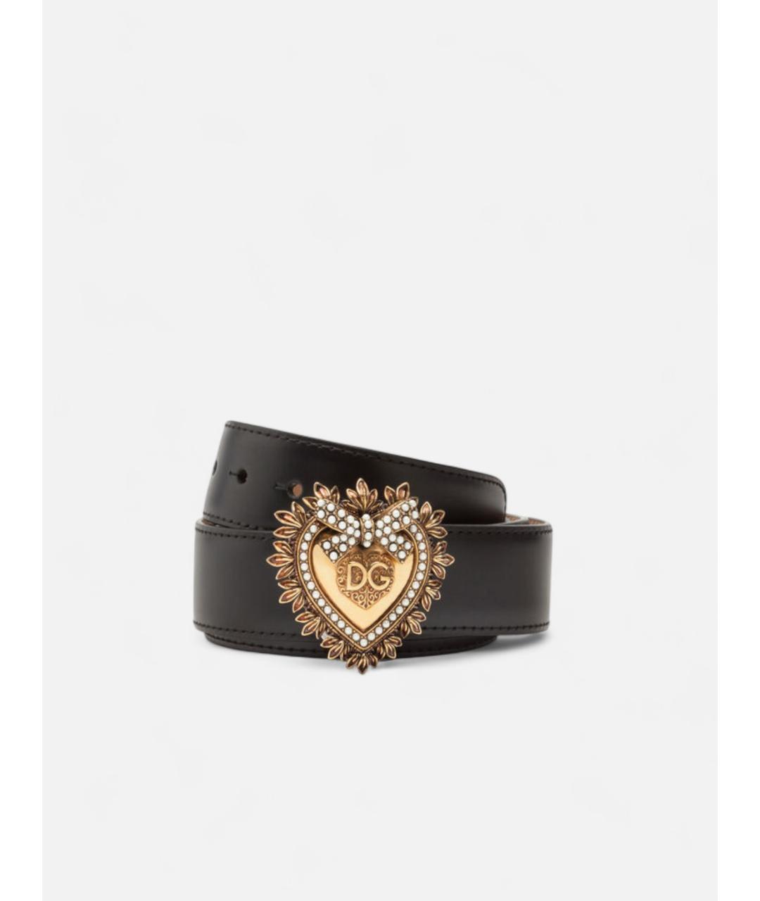 DOLCE&GABBANA Черный кожаный ремень, фото 2