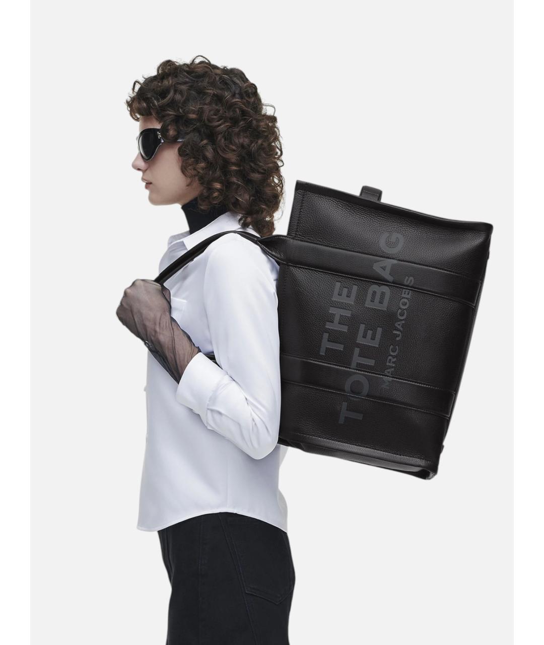 MARC JACOBS Черная кожаная сумка тоут, фото 2