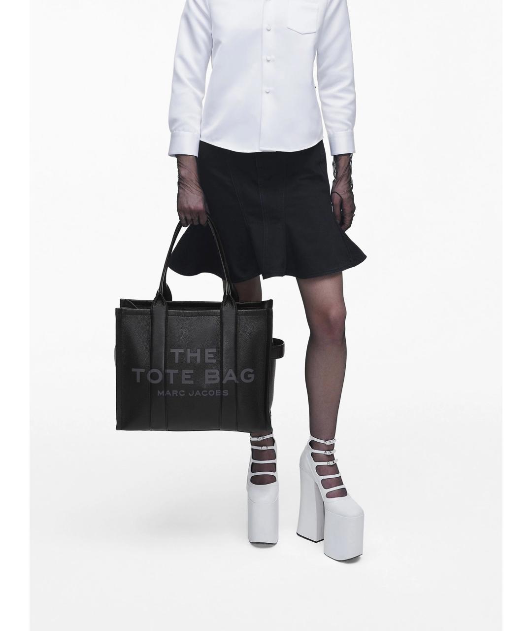 MARC JACOBS Черная кожаная сумка тоут, фото 7