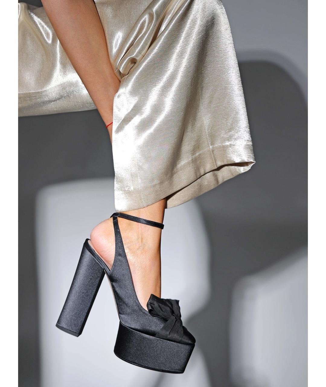 NO. 21 Черные текстильные босоножки, фото 6