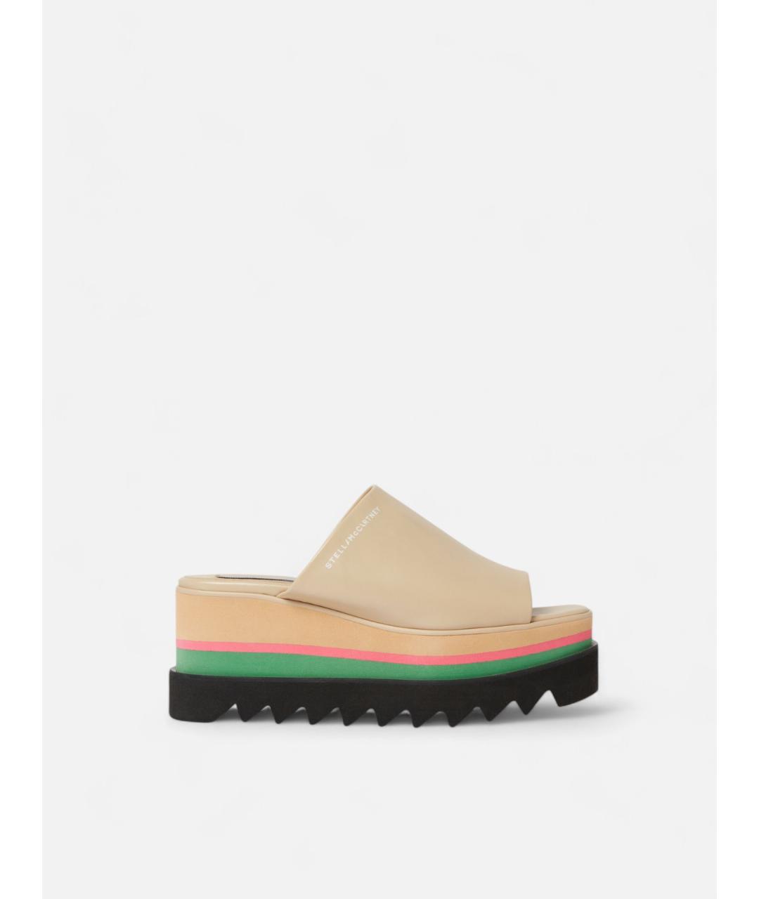 STELLA MCCARTNEY Бежевые шлепанцы из искусственной кожи, фото 5