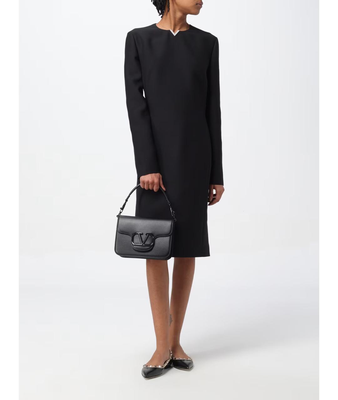 VALENTINO Черное шерстяное повседневное платье, фото 3